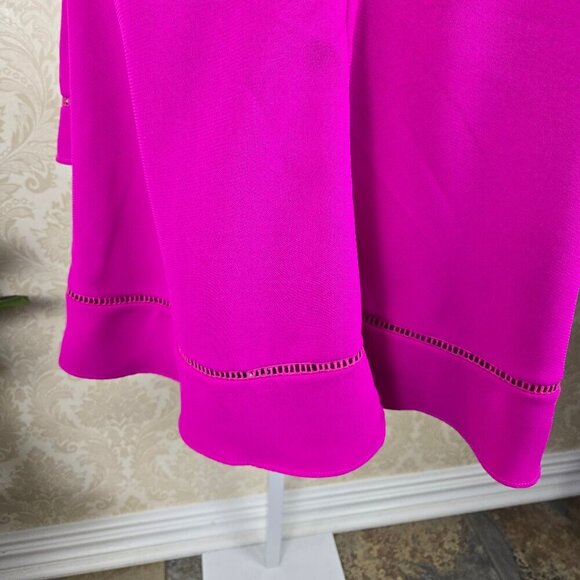 Adelyn Rae Size XS Hot Pink Halter Necked Dress Fit & Flare Keyhole Back Ruffle - Picture 8 of 14